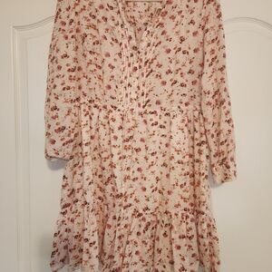 Lucky Brand Floral Midi Dress - Cream and Pink